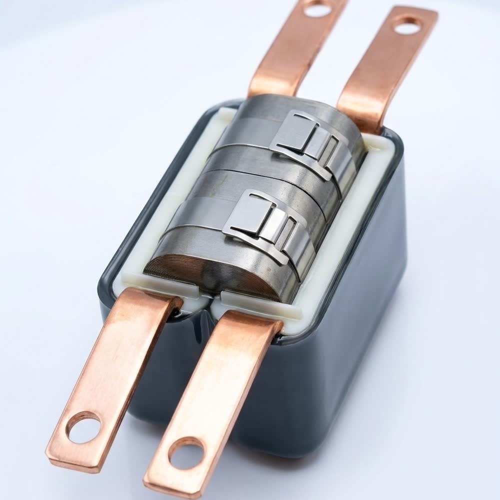 A potted magnetic with heavy copper busbar terminations